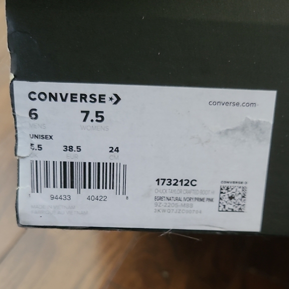 New Converse Chuck Taylor Crafted Leather Boot Hi Egret/Ivory/Pink 173212C W7.5 - Picture 11 of 12